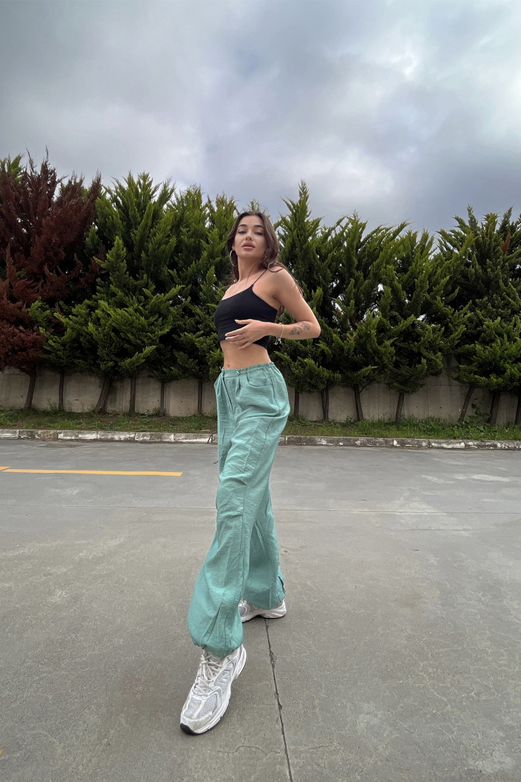 Mint Yeşili Bağlamalı Pantolon ATE6692 - EYYO