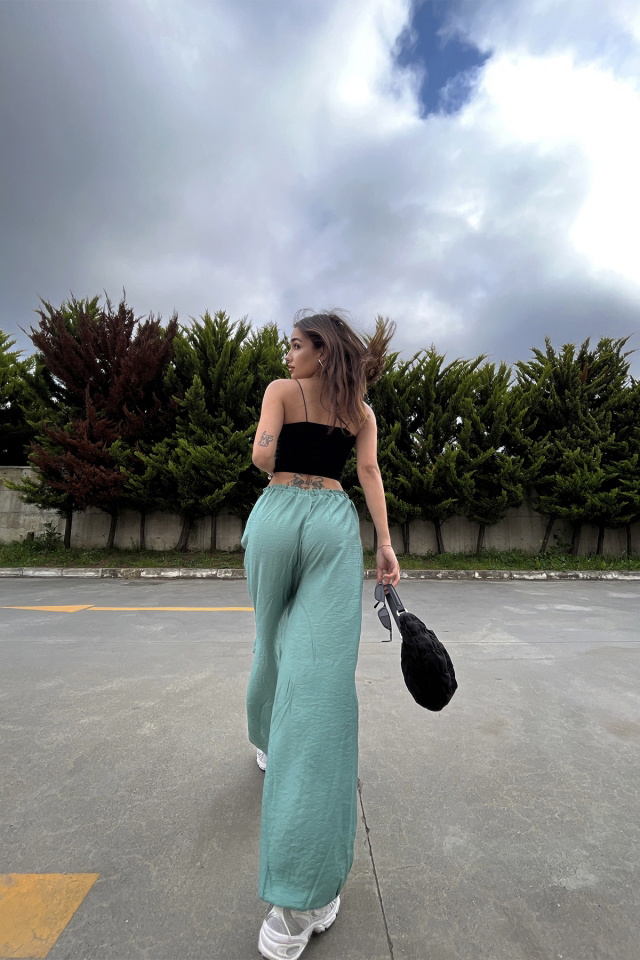 Mint Yeşili Bağlamalı Pantolon ATE6692 - 5