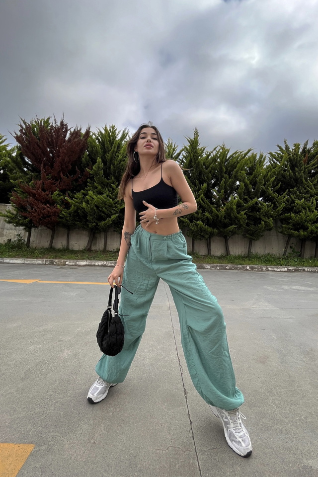 Mint Yeşili Bağlamalı Pantolon ATE6692 - 3