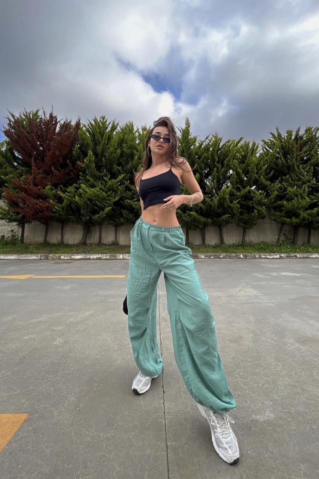 Mint Yeşili Bağlamalı Pantolon ATE6692 - 4