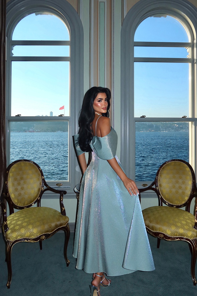 Mint Yeşili Midias Midi Boy Abiye ATE-3399 - 3