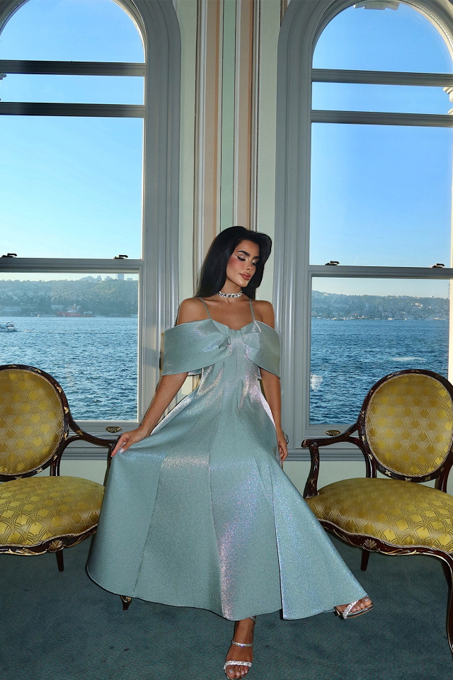 Mint Yeşili Midias Midi Boy Abiye ATE-3399 - 4