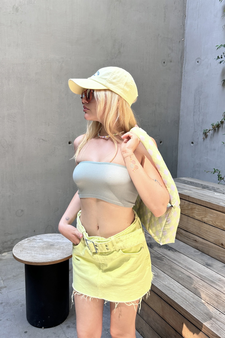 Mint Yeşili Straplez Crop Top ATE7559 - EYYO