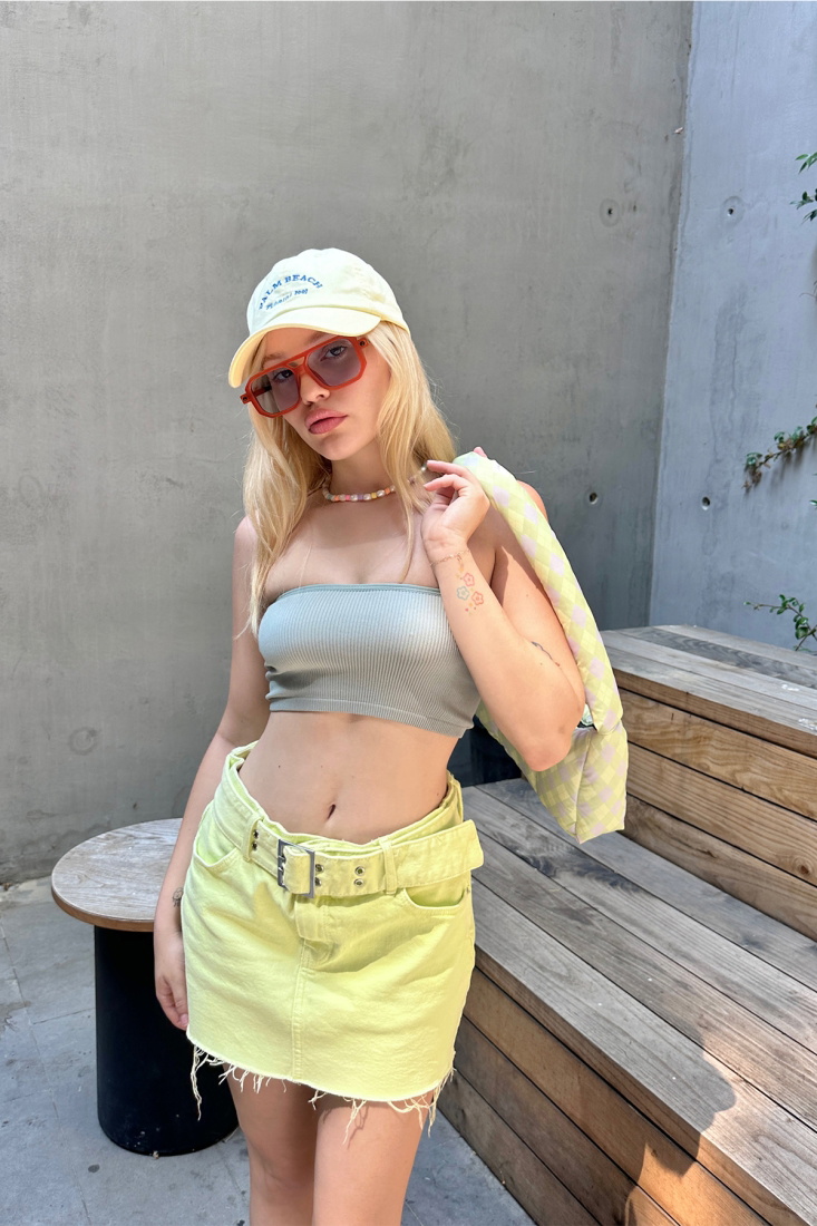 Mint Yeşili Straplez Crop Top ATE7559 - EYYO