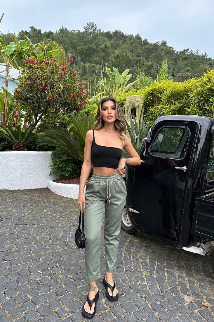 Mint Yeşili Yüksek Bel Pantolon ATE6962 - EYYO