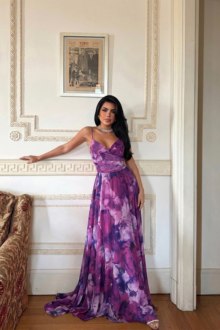 Mor Sisu Uzun Abiye ATE-3707 - EYYO