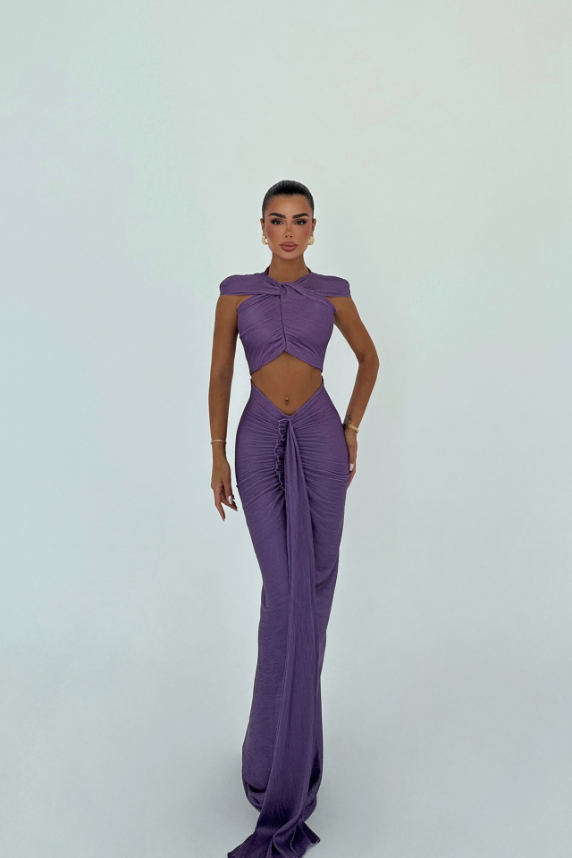Mor Rope Uzun Elbise ATE-3049 - 1