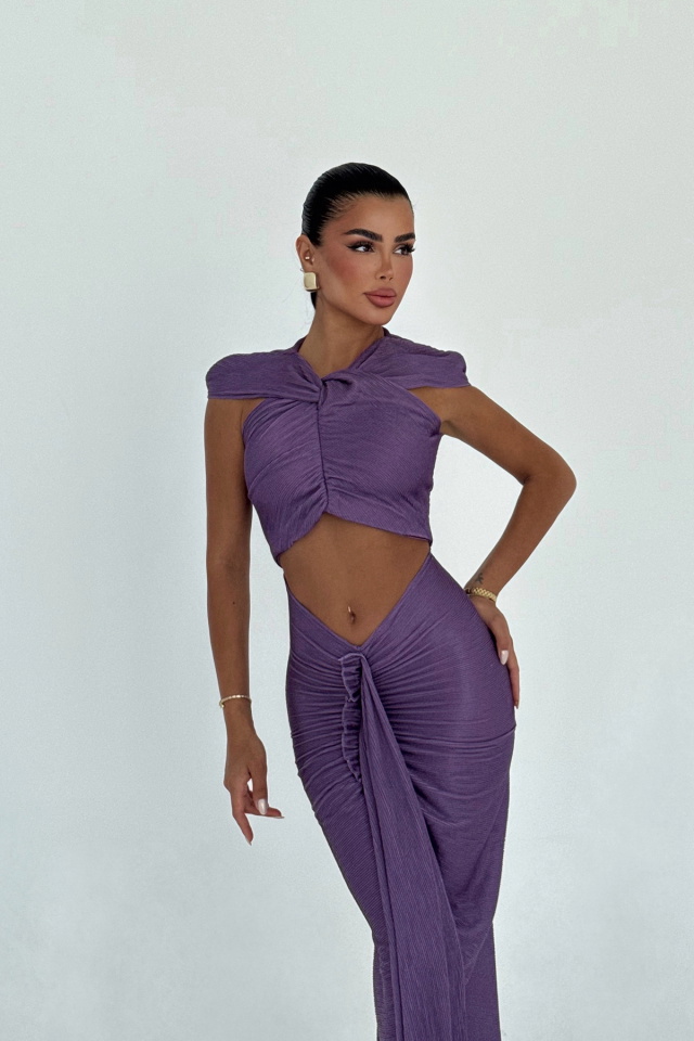 Mor Rope Uzun Elbise ATE-3049 - 2