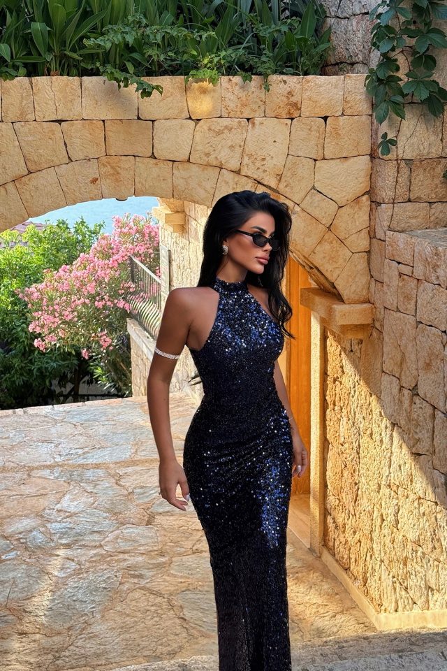 Mor Shion Payetli Elbise ATE-3044 - 3