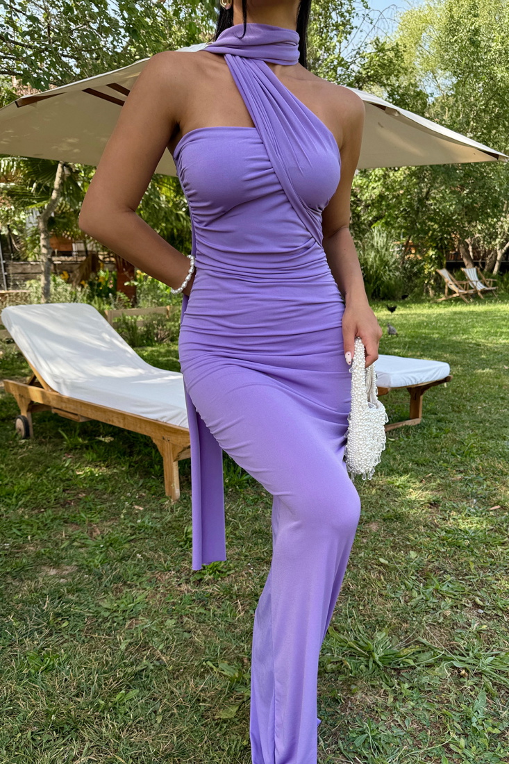 Mor Coraline Çok Çeşit Bağlamalı Elbise ATE-1180 - EYYO