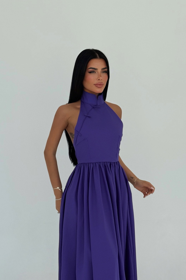 Mor Ramblas Uzun Elbise ATE-2696 - 2