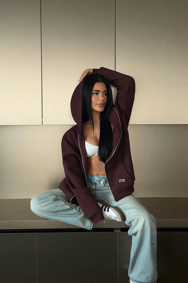 Mürdüm Medias Kapüşonlu Hırka ATE-4867 