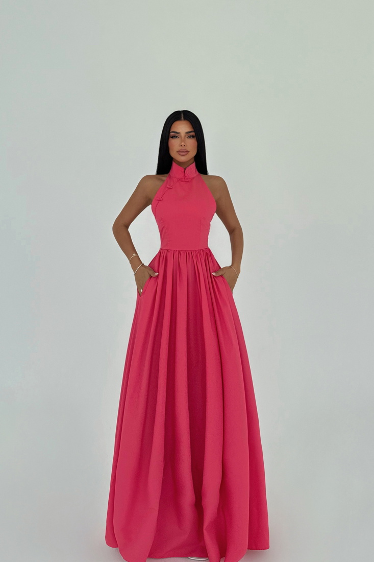 Nar Çiçeği Ramblas Uzun Elbise ATE-2701 - EYYO