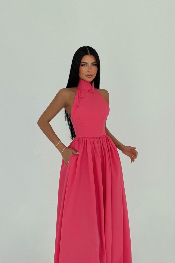 Nar Çiçeği Ramblas Uzun Elbise ATE-2701 - EYYO