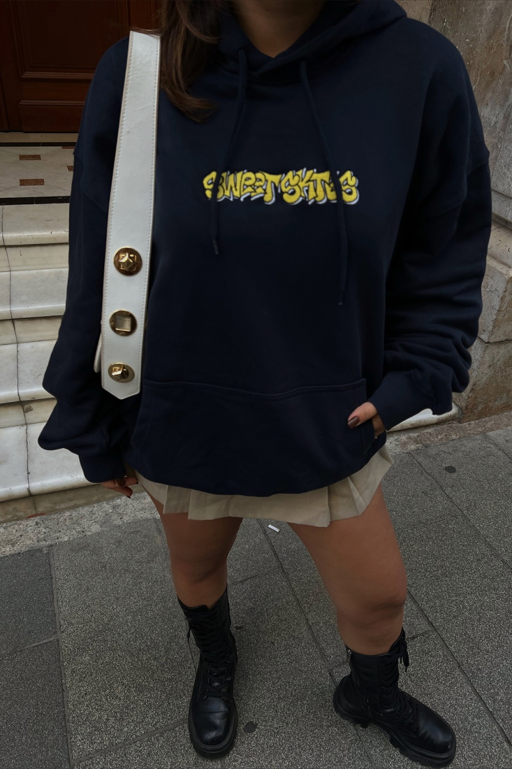 Navy Blue Embroidered Sweat ATE2353 - EYYO
