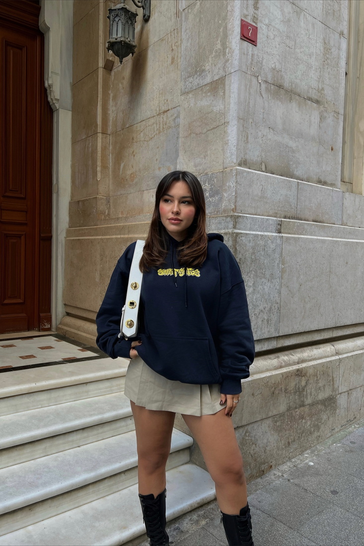 Navy Blue Embroidered Sweat ATE2353 - EYYO
