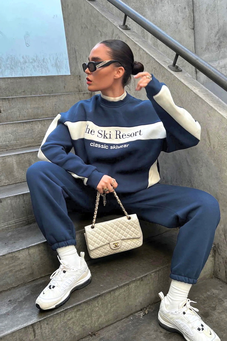 Navy Blue Printed Set ATE2146 - DEPPOT