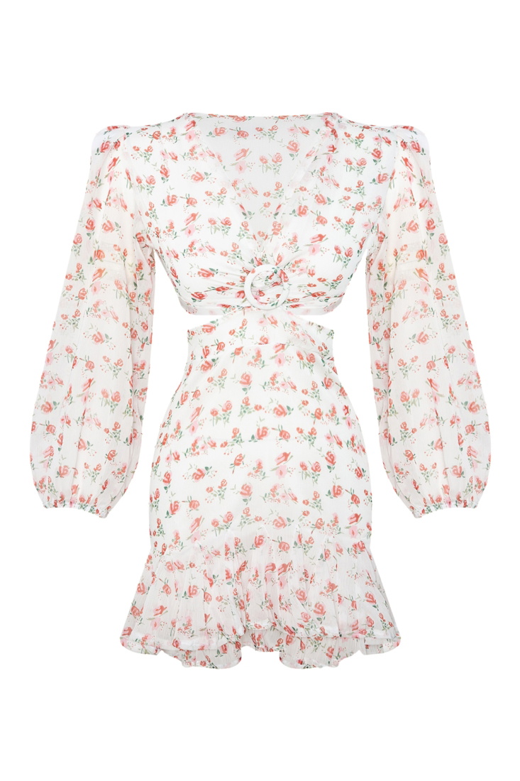 Open Sided With White Rose Dress ATE70 - EYYO