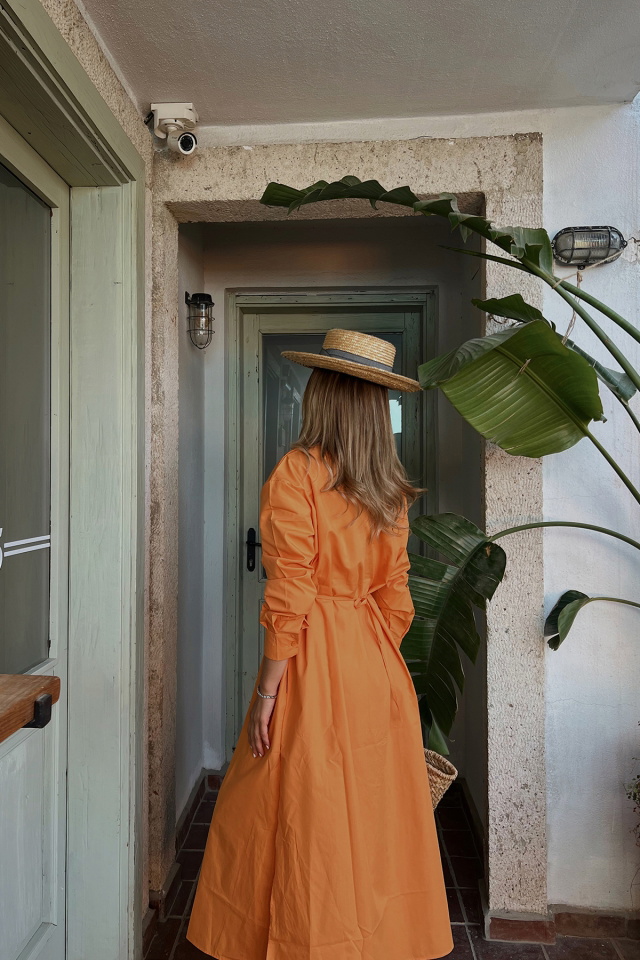 Orange Buttoned Maxi Dress ATE1838 - 4