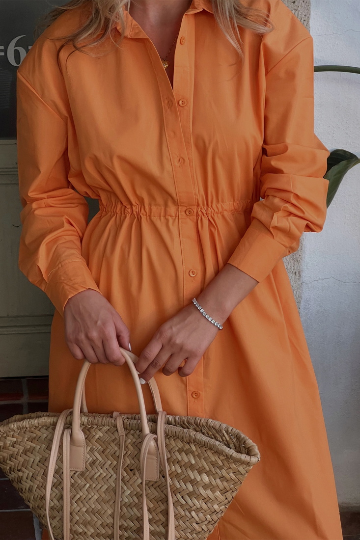 Orange Buttoned Maxi Dress ATE1838 - DEPPOT