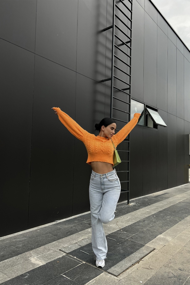 Orange Knitting Sweater ATE2070 - 3