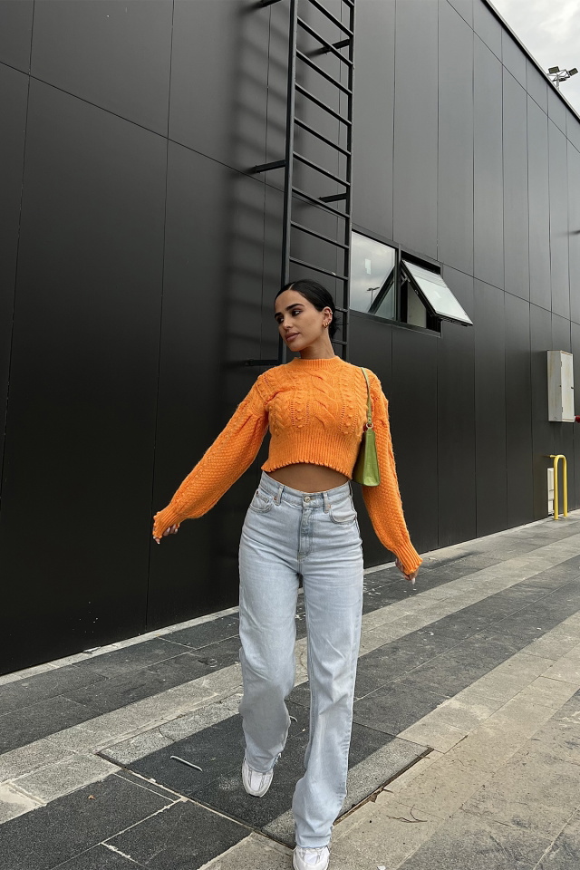 Orange Knitting Sweater ATE2070 - 1