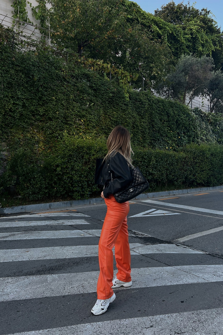 Orange Leather Pants ATE2005 - ETİKA