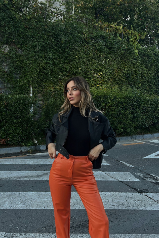 Orange Leather Pants ATE2005 - 4