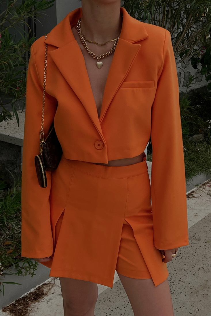 Orange Double Breasted Collar Jacket Set ATE1600 - DEPPOT
