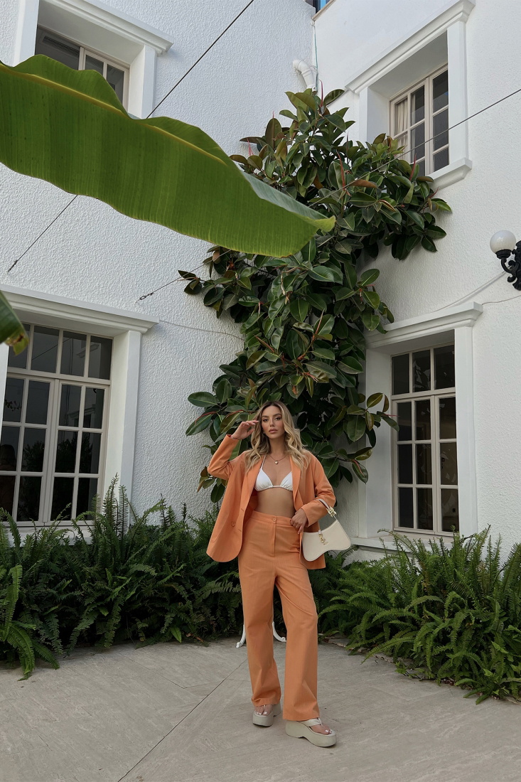 Orange Set With Pants ATE1624 - EYYO TOPTAN