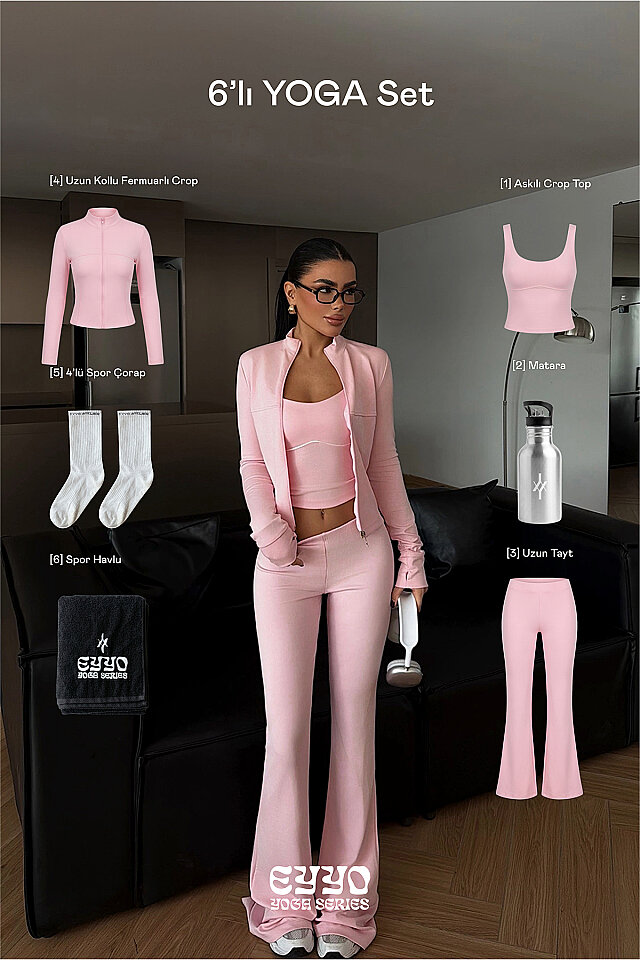 Pembe 6'lı Yoga Set - 