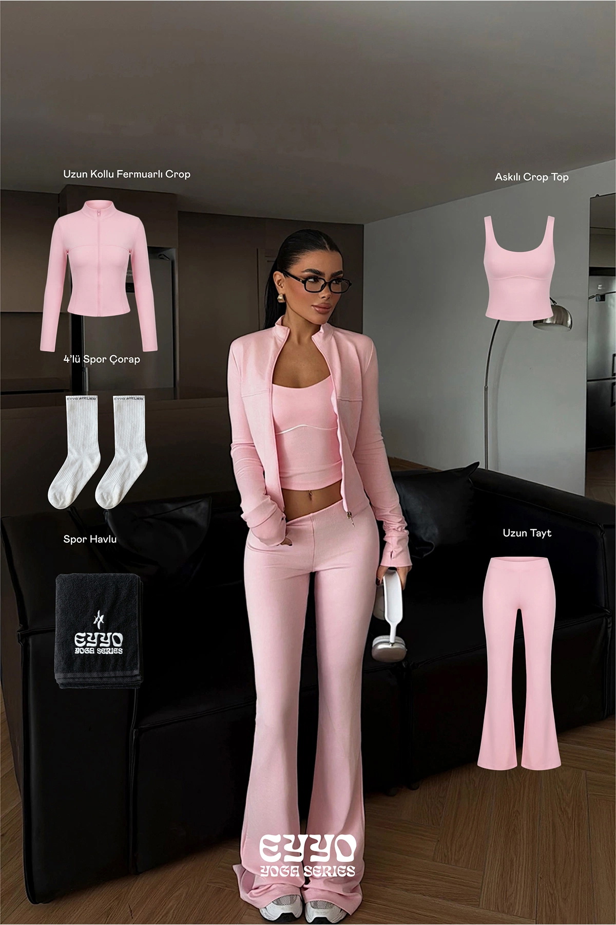 Pembe 5'li Yoga Set - 1