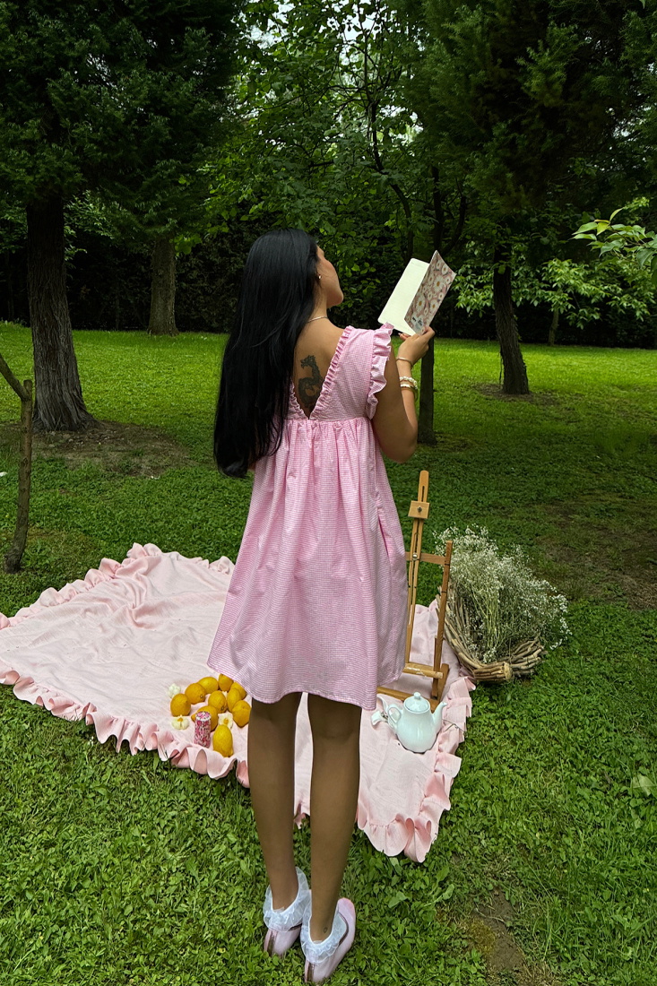 Pembe Askılı Mini Elbise ATE-1070 - EYYO