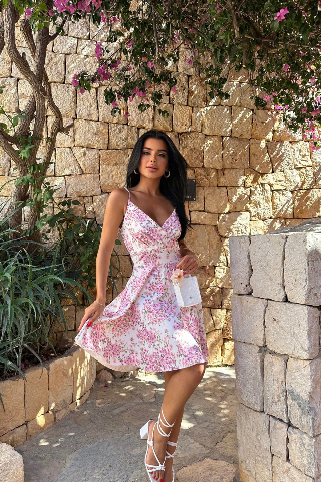 Pembe Askılı Mini Elbise ATEL2098 - 3