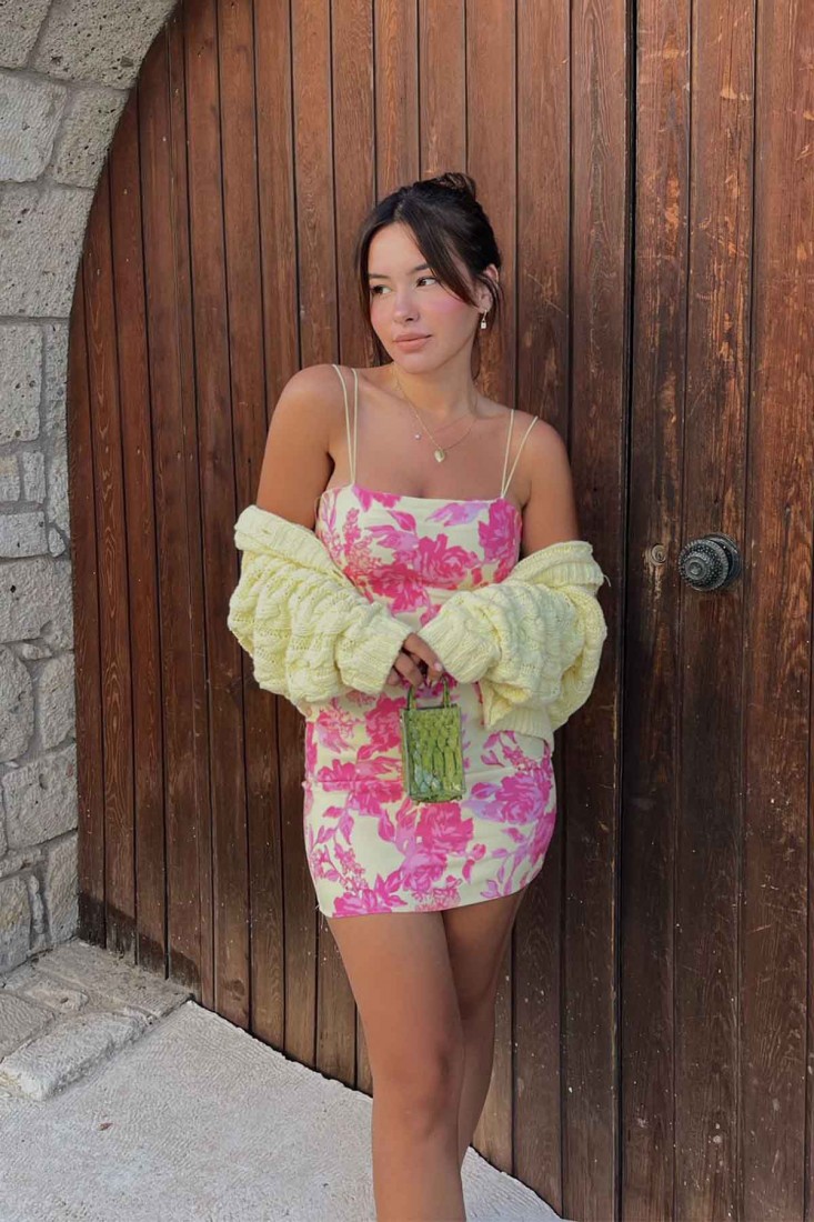 Pembe Askılı Mini Elbise RBW3 - EYYO ATELIER