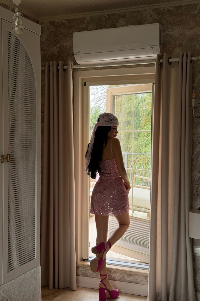 Pembe Cozhy Mini Payetli Elbise ATE-3876 - 5