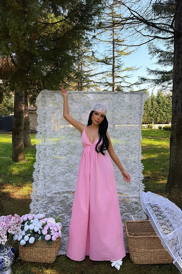 Pembe Stevie Uzun Elbise ATE-1370 - 2