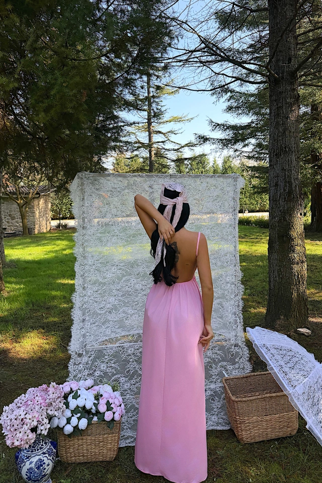 Pembe Stevie Uzun Elbise ATE-1370 - 5