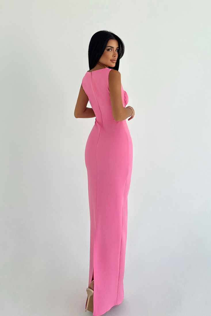 Pembe Shawly Uzun Elbise ATE-3475 - EYYO