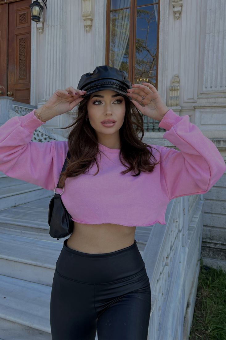 Pembe Basic Crop Top ATE3234 - EYYO
