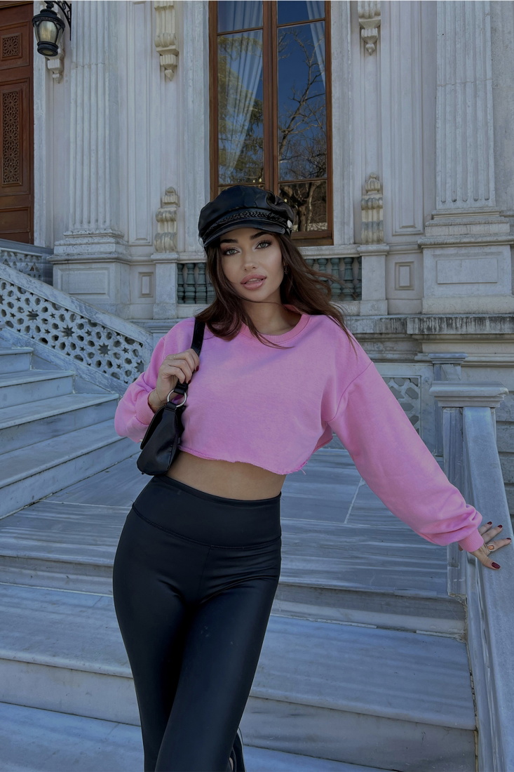Pembe Basic Crop Top ATE3234 - EYYO