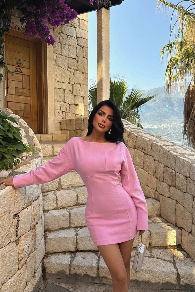 Pembe Micah Mini Elbise ATE-2058 