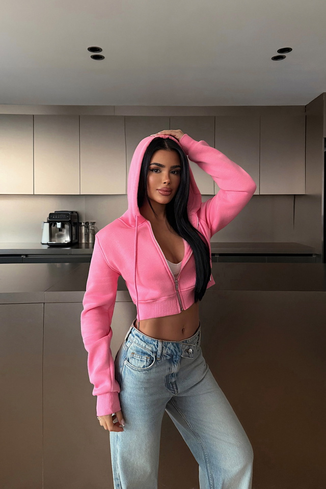 Pembe Caiden Crop Hırka ATE-4857 