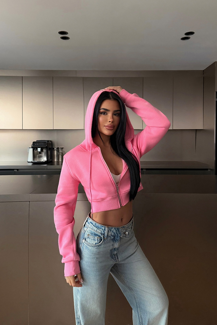 Pembe Caiden Crop Hırka ATE-4857 - EYYO