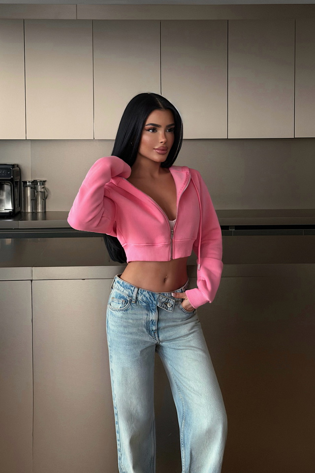 Pembe Caiden Crop Hırka ATE-4857 - 3