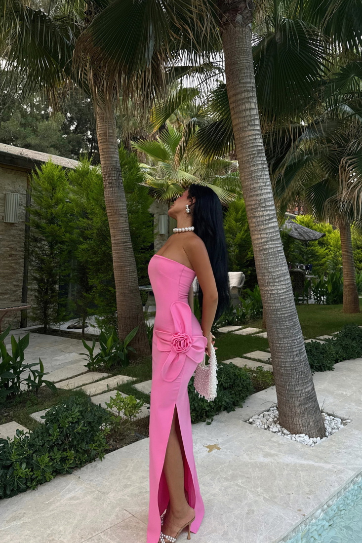 Pembe Daysi Straplez Elbise ATE-2926 - EYYO