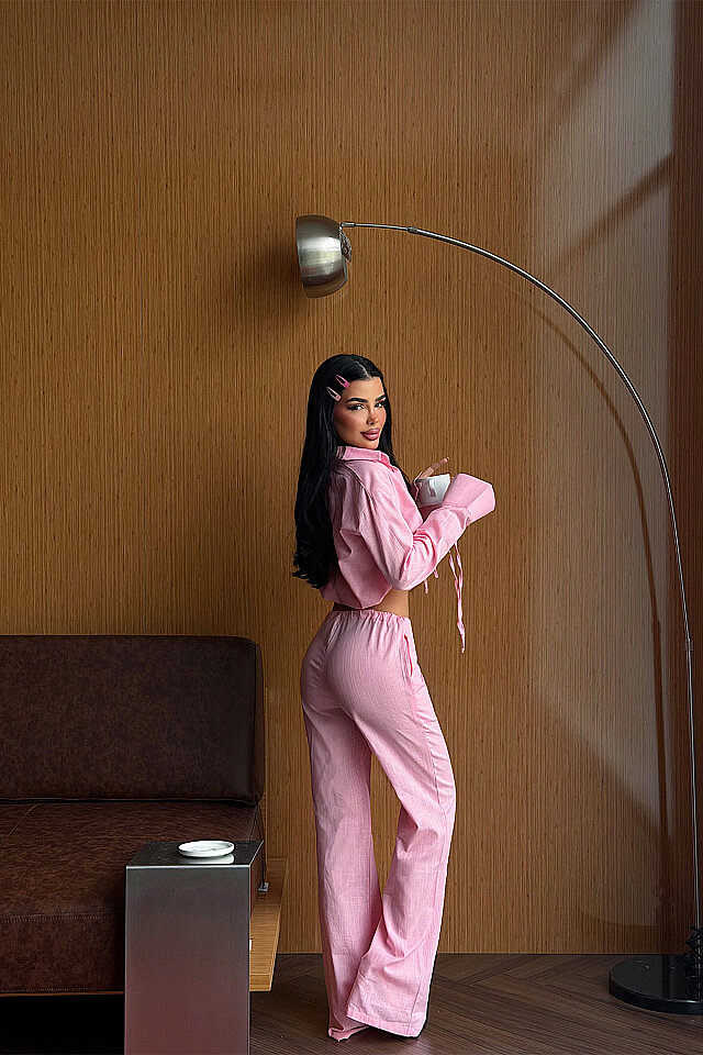 Pembe Gömlek Pantolon Takım ATE-4901 - 4