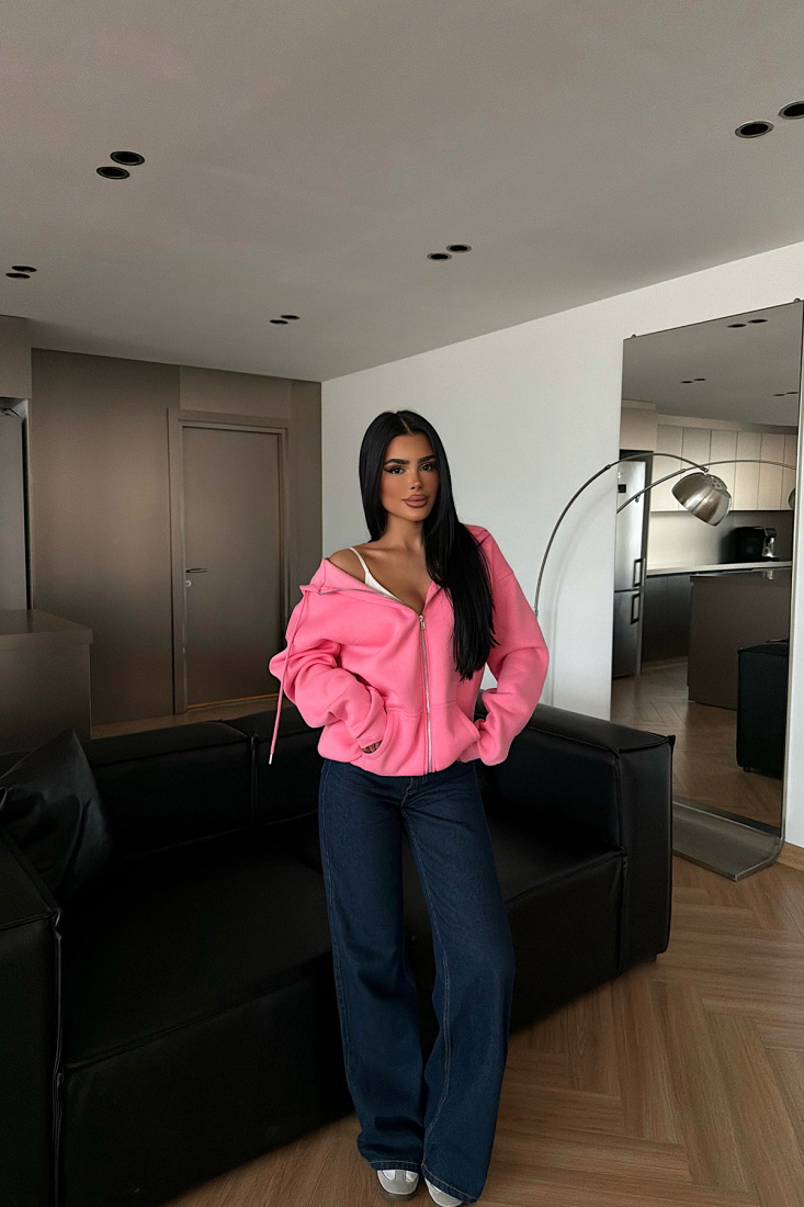Pembe Medias Kapüşonlu Hırka ATE-4862 - EYYO