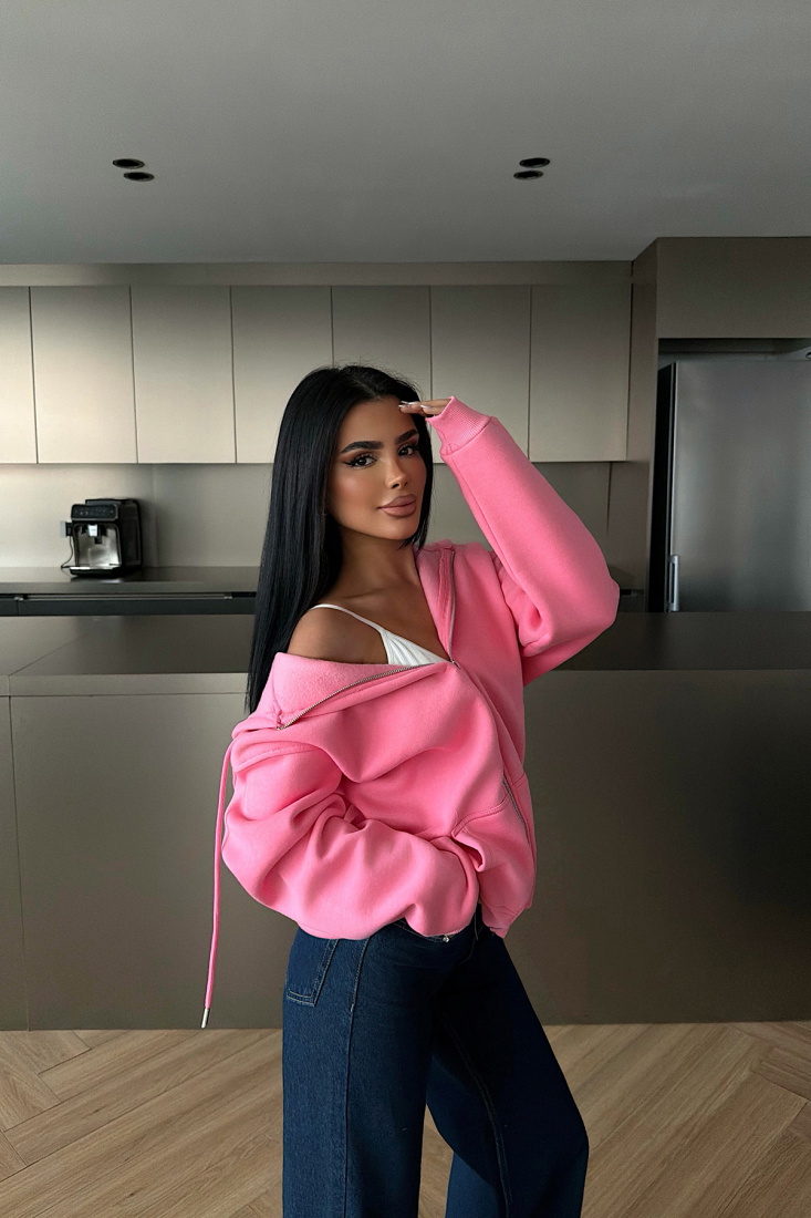 Pembe Medias Kapüşonlu Hırka ATE-4862 - EYYO