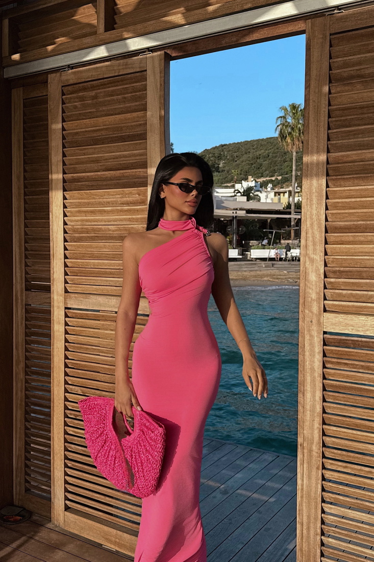 Pembe Marcia Uzun Elbise ATE-2418 - EYYO